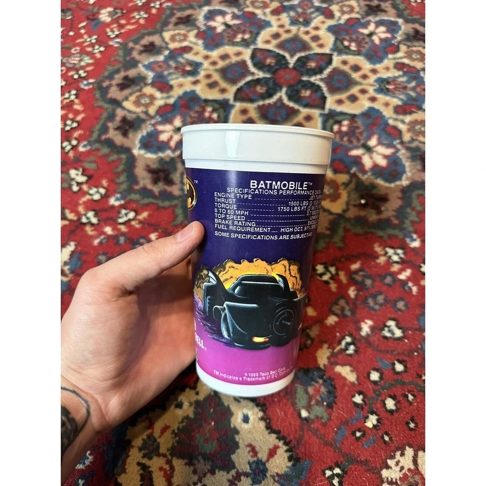 Vintage Batman Movie Taco Bell Plastic Purple Collector Cup Pepsi 1989
